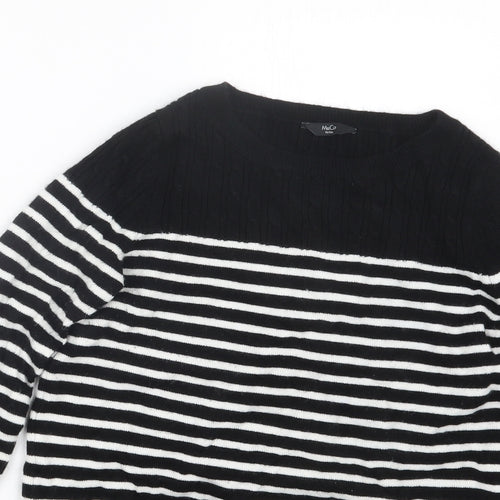 M&Co Womens Black Striped  Pullover Jumper Size 8