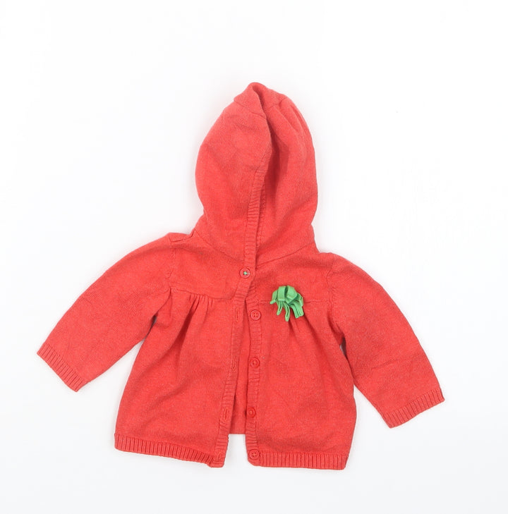 Marks and Spencer Girls Red  Knit Cardigan Jumper Size 0-3 Months