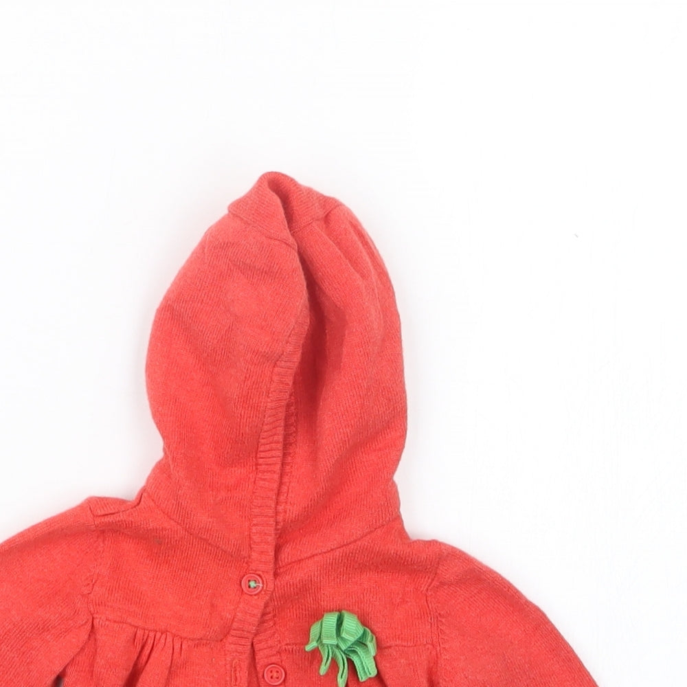 Marks and Spencer Girls Red  Knit Cardigan Jumper Size 0-3 Months
