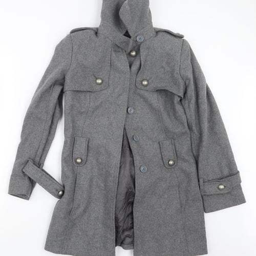 Oasis Womens Grey   Pea Coat Coat Size 8