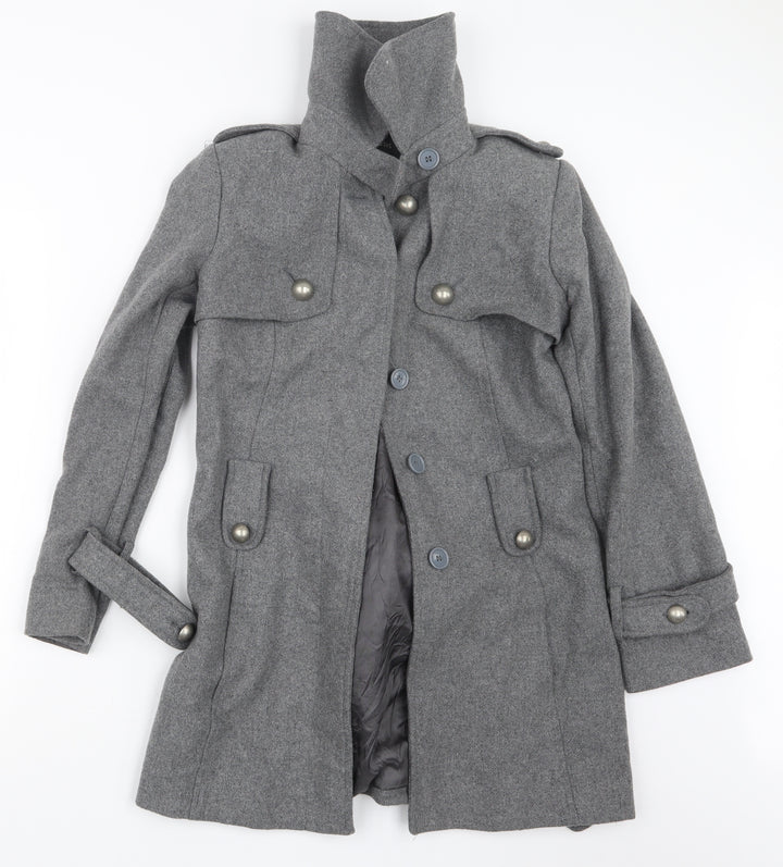 Oasis Womens Grey   Pea Coat Coat Size 8