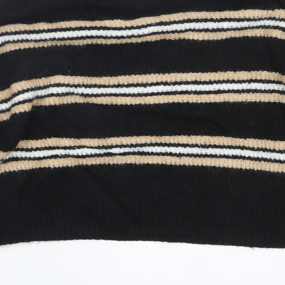 Divided by H&M Womens Black Striped Knit Pullover Jumper Size XS