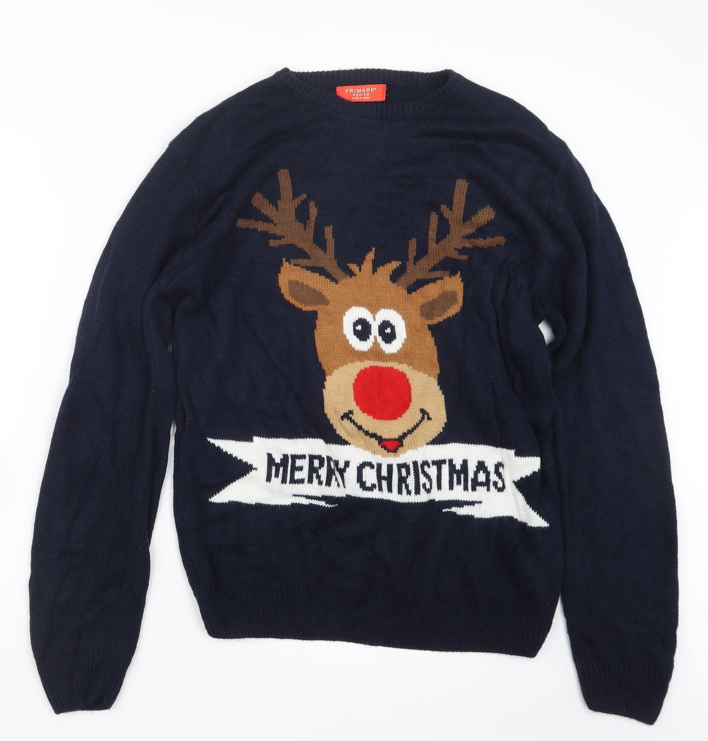Primark Mens Blue  Knit Pullover Jumper Size M  - Christmas
