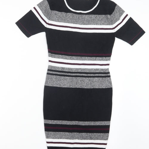New Look Womens Black Striped  Pullover Jumper Size 8  - Long
