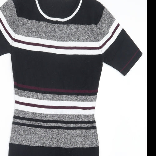 New Look Womens Black Striped  Pullover Jumper Size 8  - Long