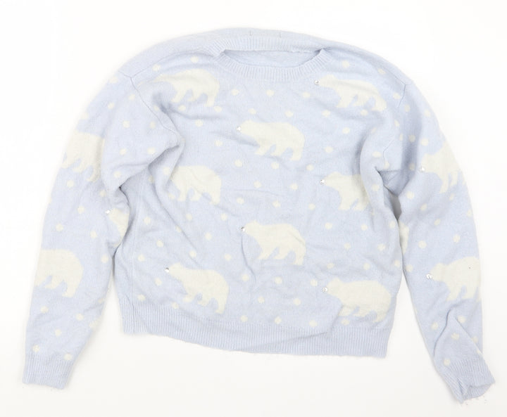 New Look Womens Blue  Knit Pullover Jumper Size 12
