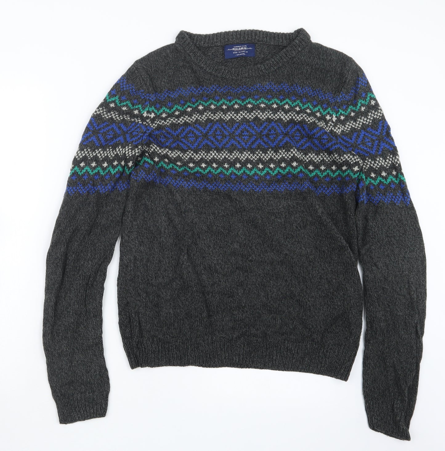 Pull&Bear Mens Grey  Knit Pullover Jumper Size M
