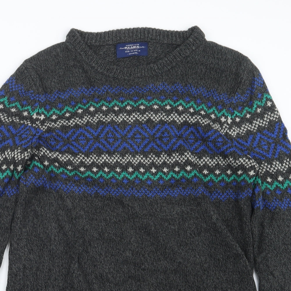 Pull&Bear Mens Grey  Knit Pullover Jumper Size M
