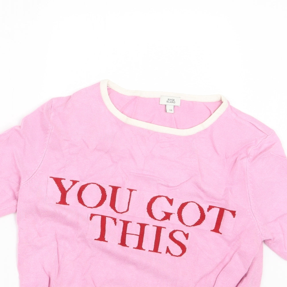 River Island Womens Pink  Knit Pullover Jumper Size 10