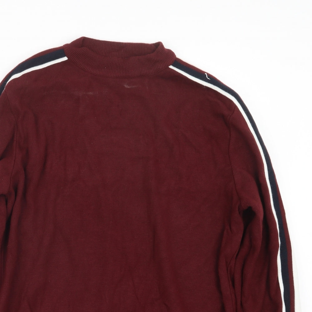 Loom Mens Red  Knit Pullover Jumper Size S