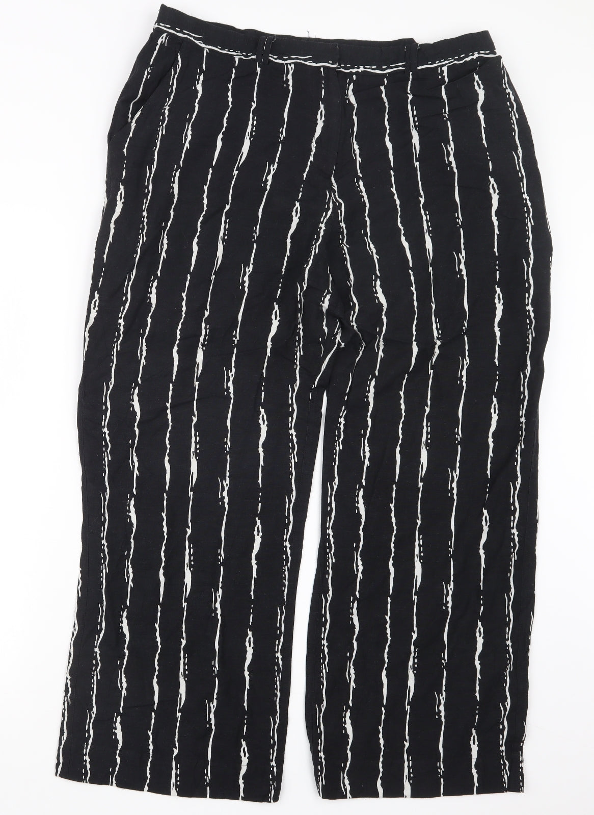 Joanna Hope Womens Black Striped  Trousers  Size 16 L25 in