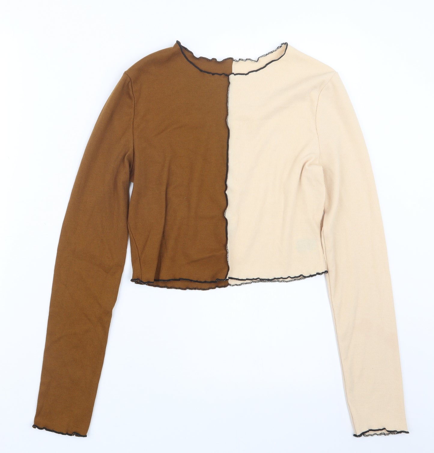 SheIn Womens Beige  Knit Pullover Jumper Size L  - Cropped