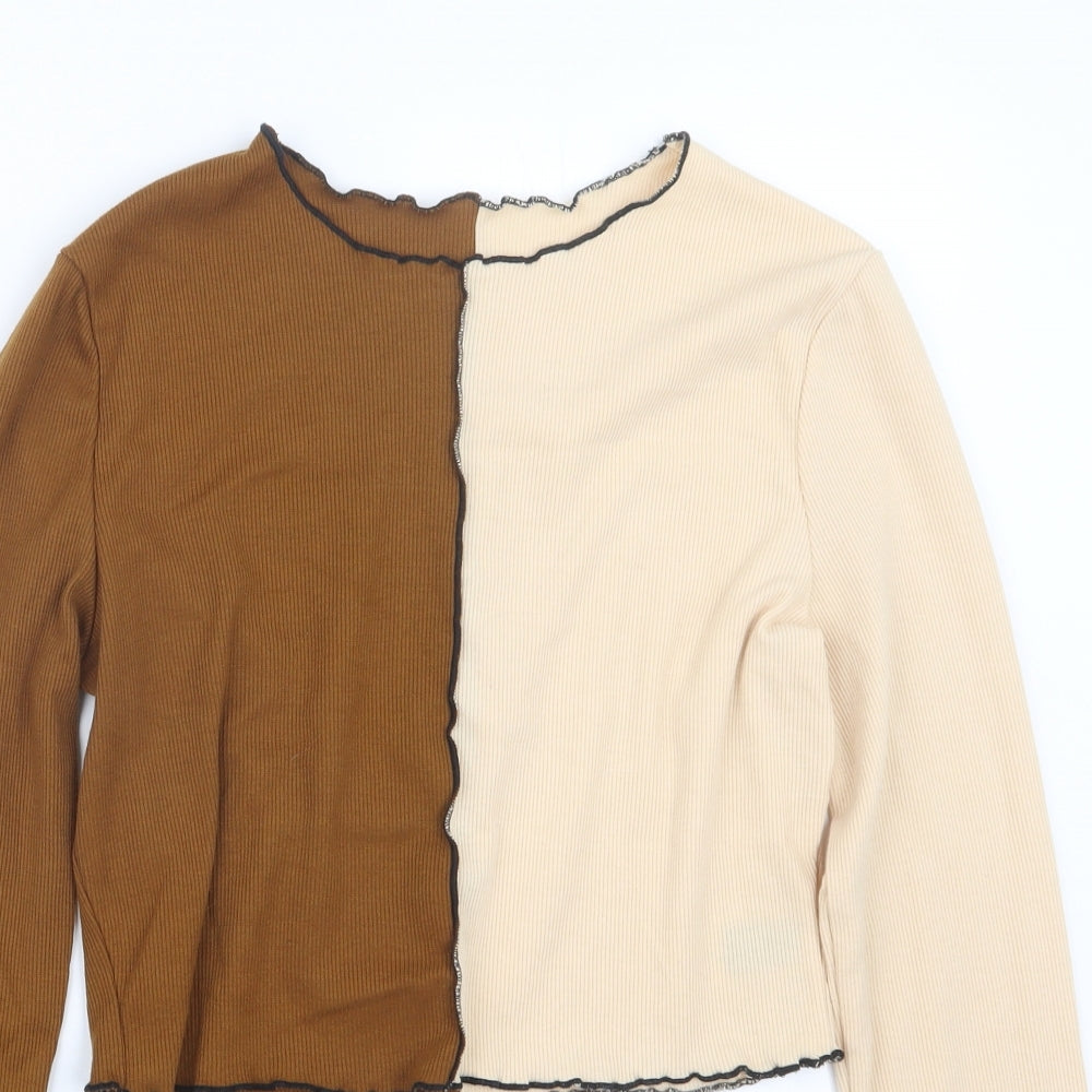 SheIn Womens Beige  Knit Pullover Jumper Size L  - Cropped