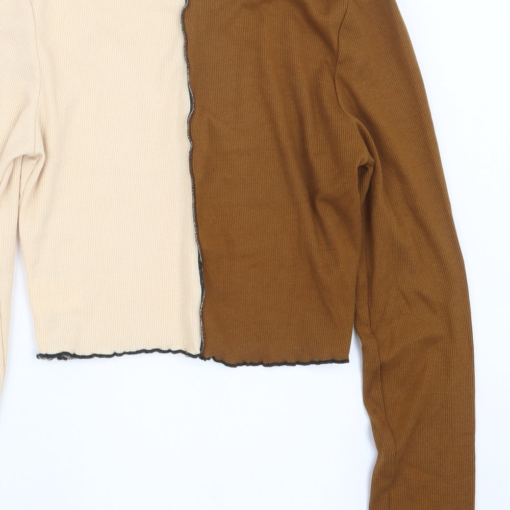 SheIn Womens Beige  Knit Pullover Jumper Size L  - Cropped