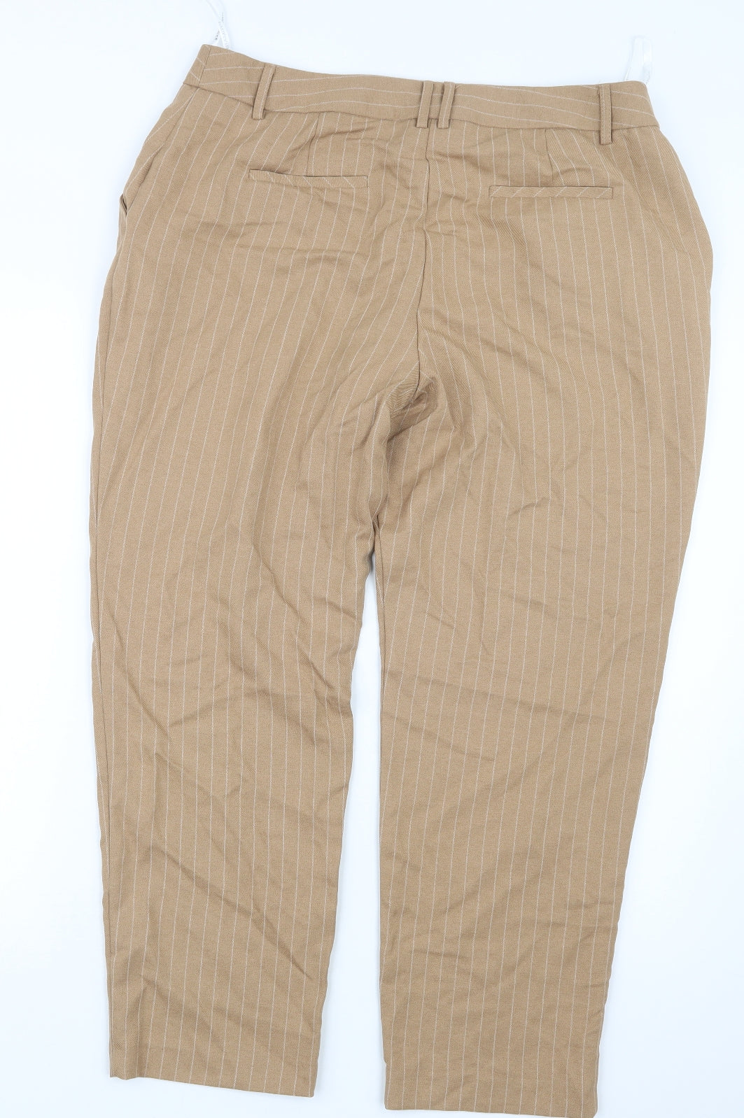 Primark Womens Beige Striped  Trousers  Size 16 L25.5 in