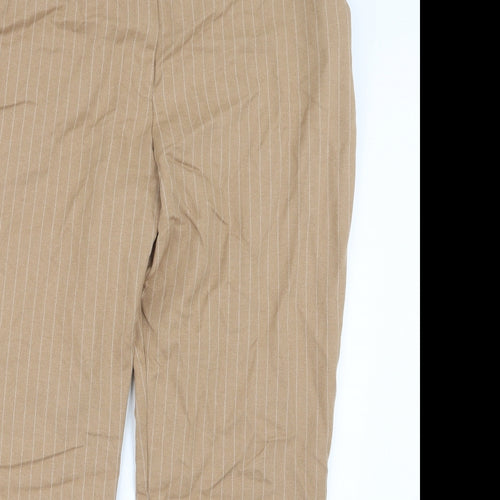 Primark Womens Beige Striped  Trousers  Size 16 L25.5 in