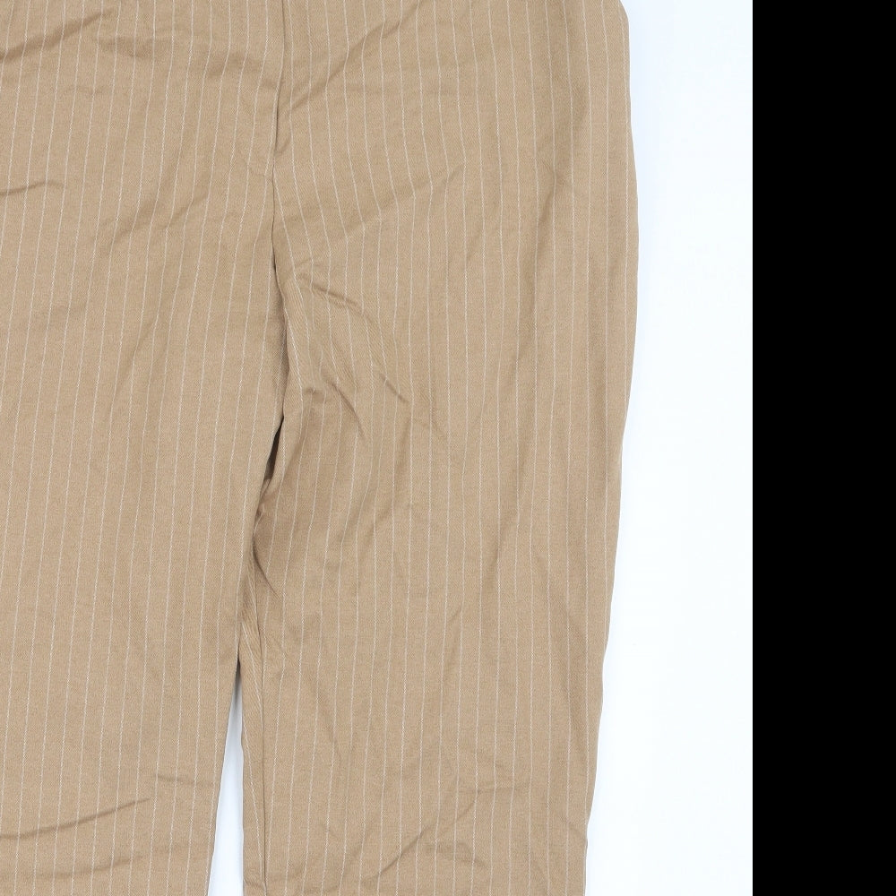 Primark Womens Beige Striped  Trousers  Size 16 L25.5 in