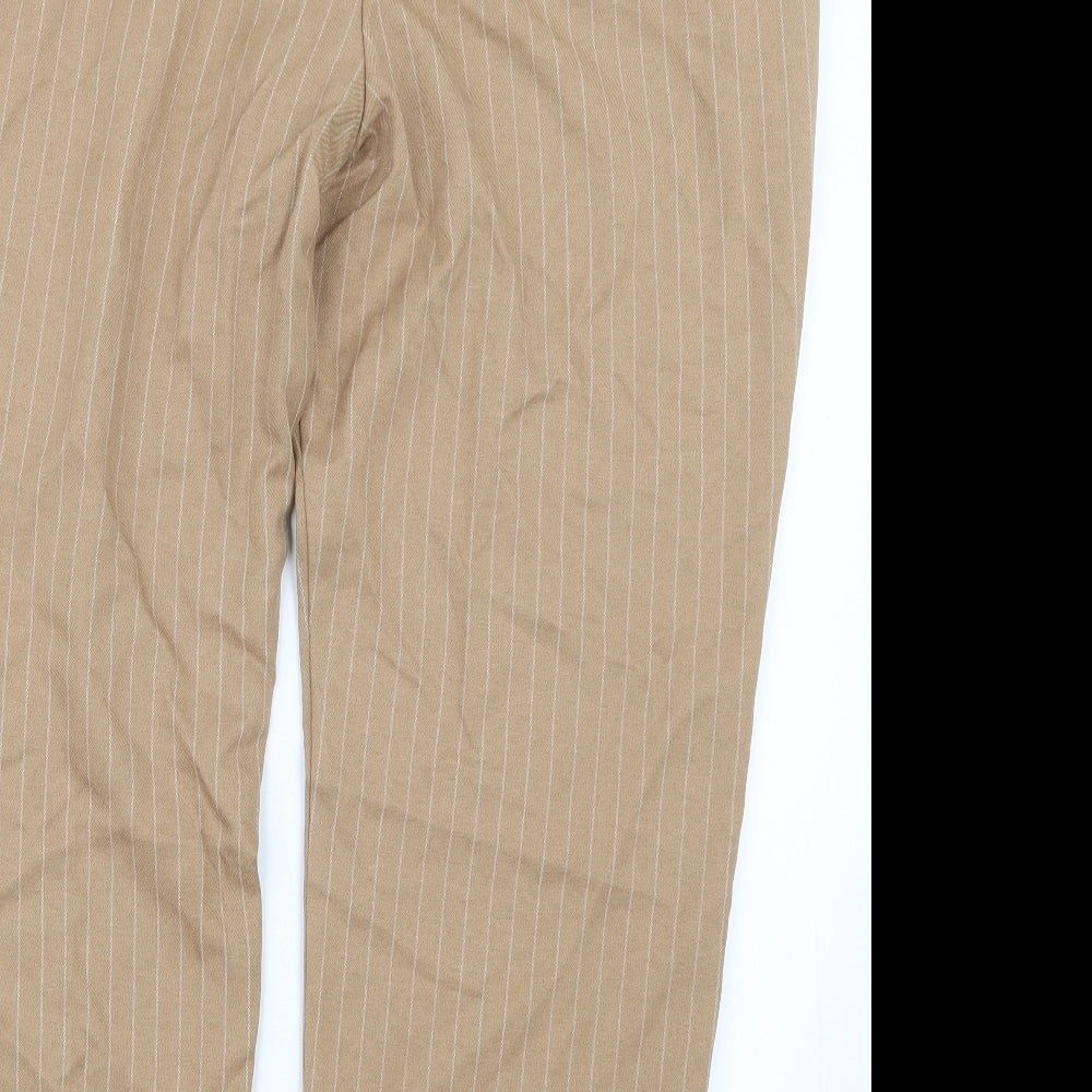 Primark Womens Beige Striped  Trousers  Size 16 L25.5 in