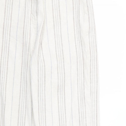 Per Una Womens Beige Striped  Trousers  Size 16 L31 in