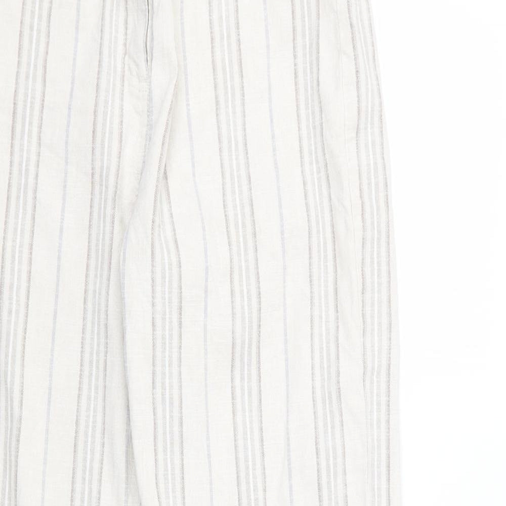 Per Una Womens Beige Striped  Trousers  Size 16 L31 in