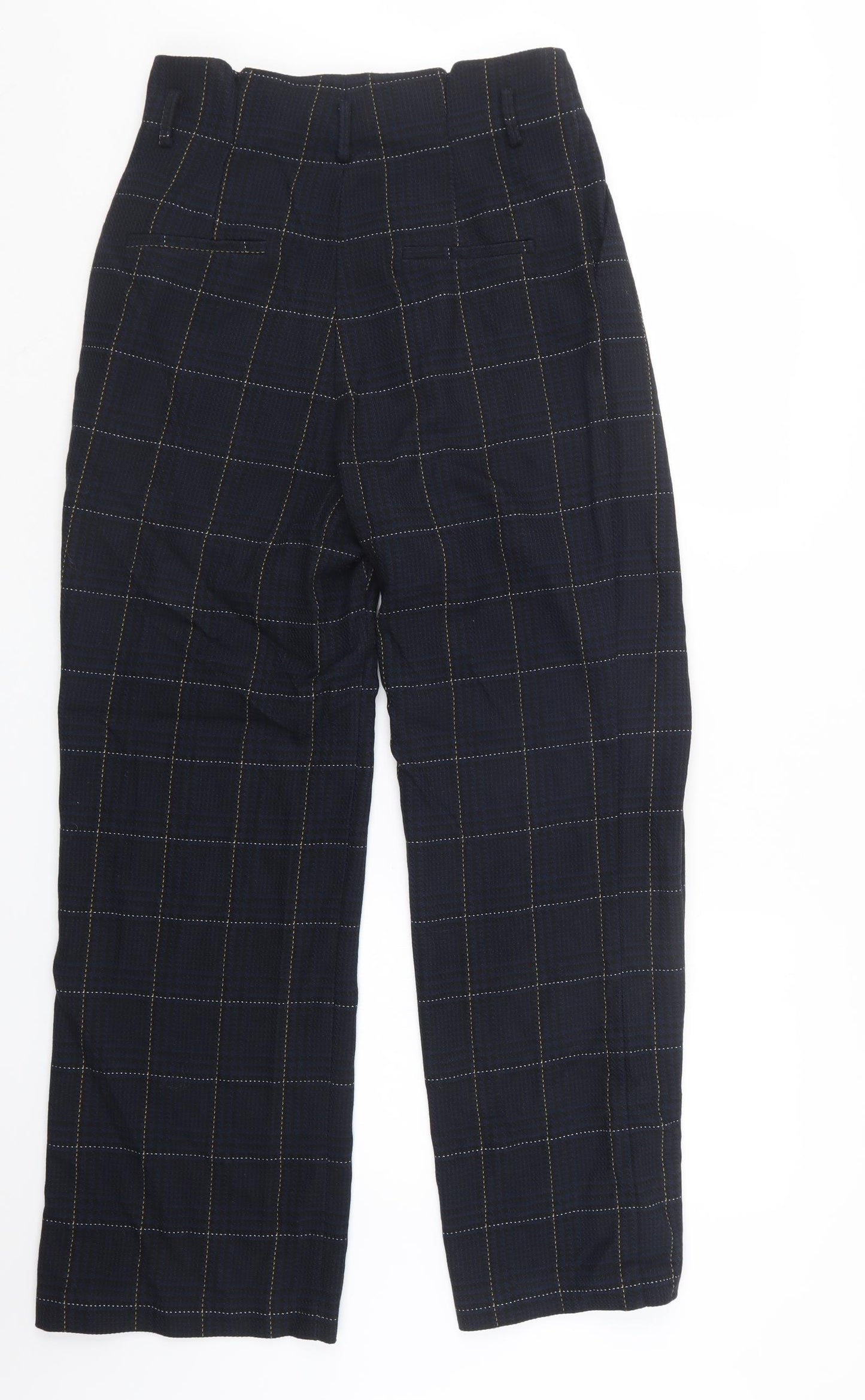 H&M Womens Blue Check  Trousers  Size 12 L28.5 in