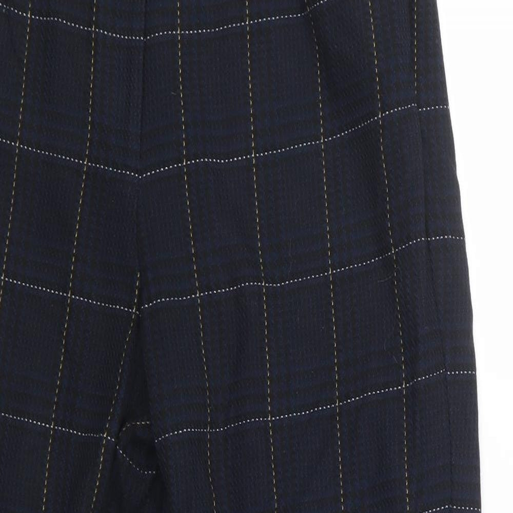 H&M Womens Blue Check  Trousers  Size 12 L28.5 in