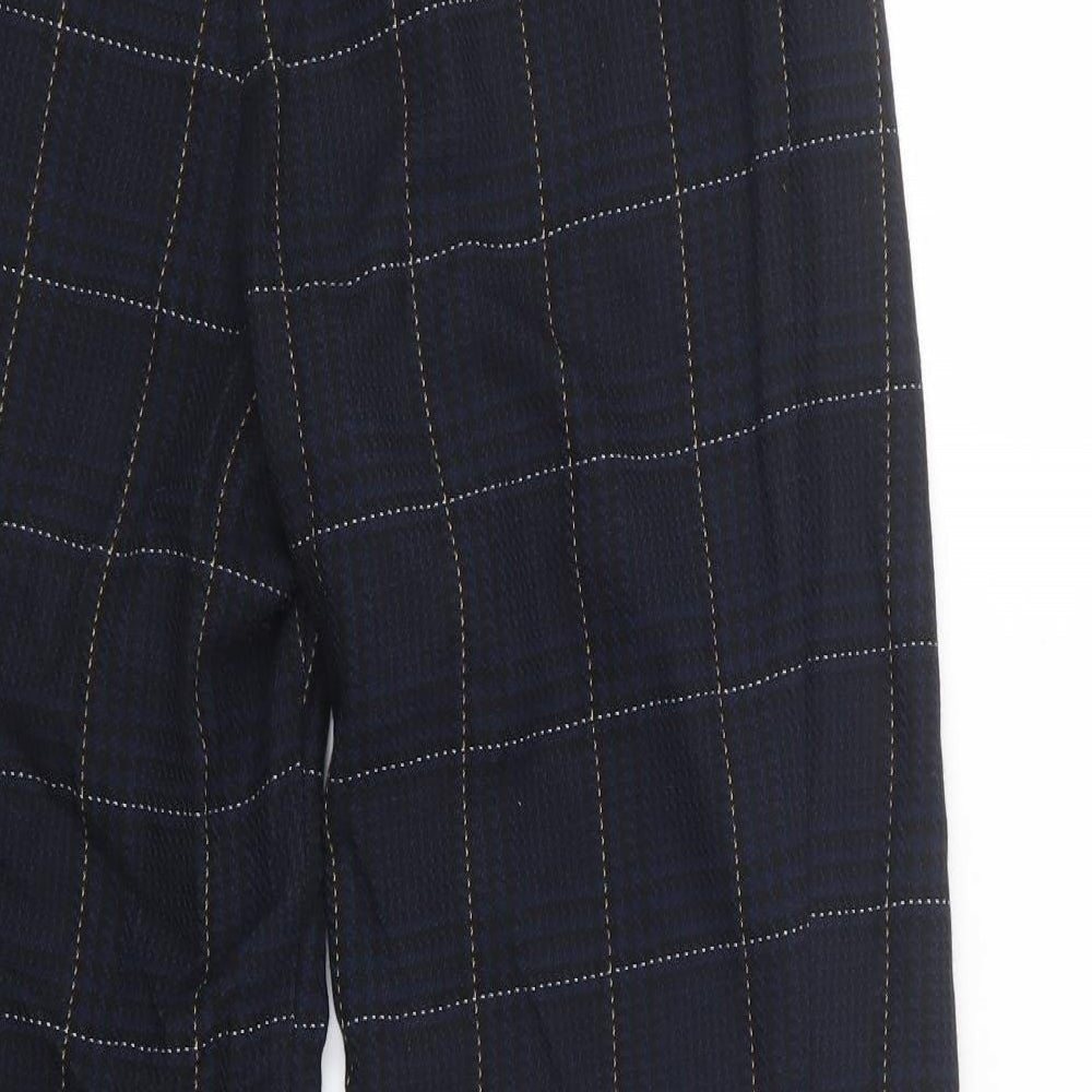 H&M Womens Blue Check  Trousers  Size 12 L28.5 in