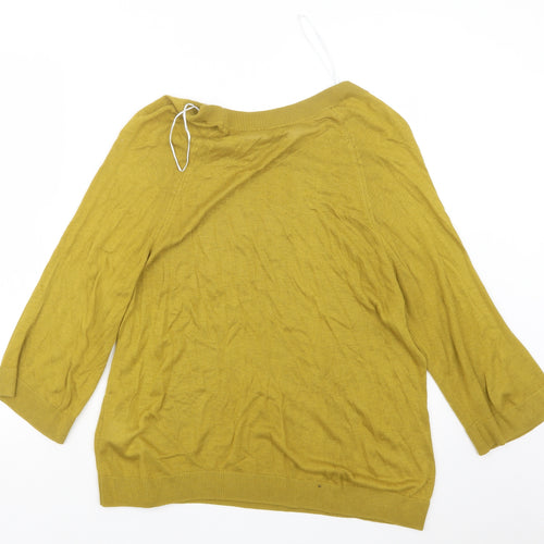 H&M Womens Yellow  Knit Pullover Jumper Size S