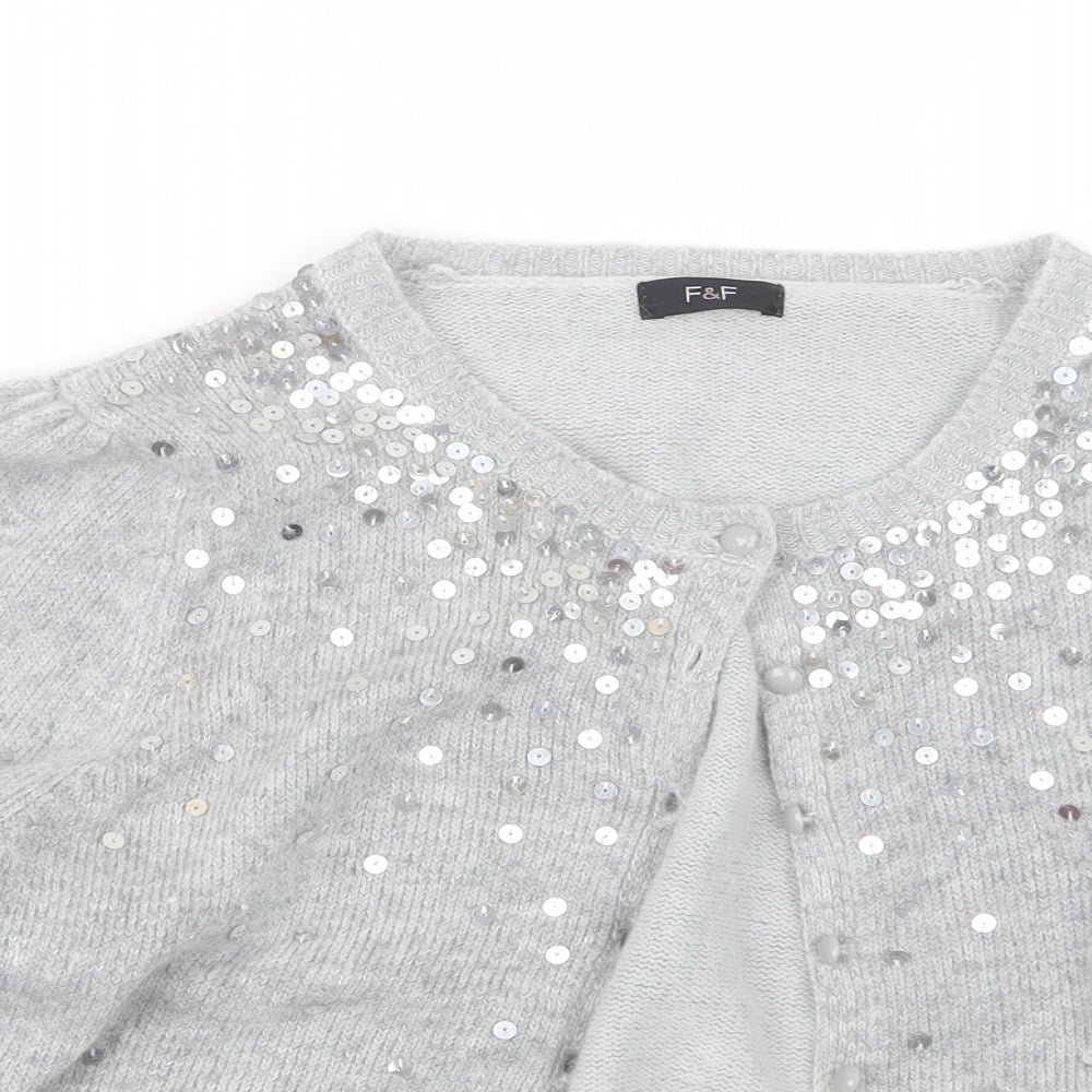 F&F Womens Grey  Knit Cardigan Jumper Size 14