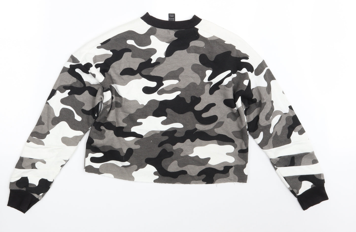 New Look Girls Grey Camouflage  Pullover Sweatshirt Size 12-13 Years  - Croppped