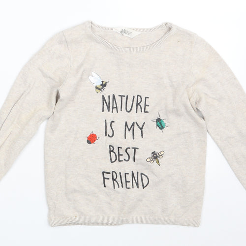 H&M Girls Beige   Pullover Sweatshirt Size 6-7 Years