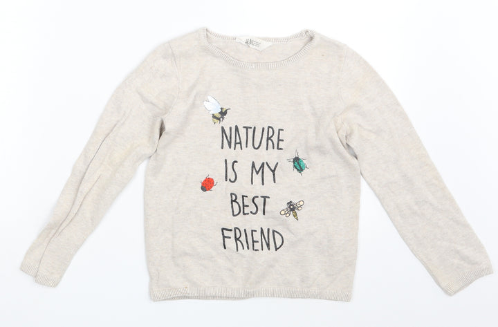 H&M Girls Beige   Pullover Sweatshirt Size 6-7 Years