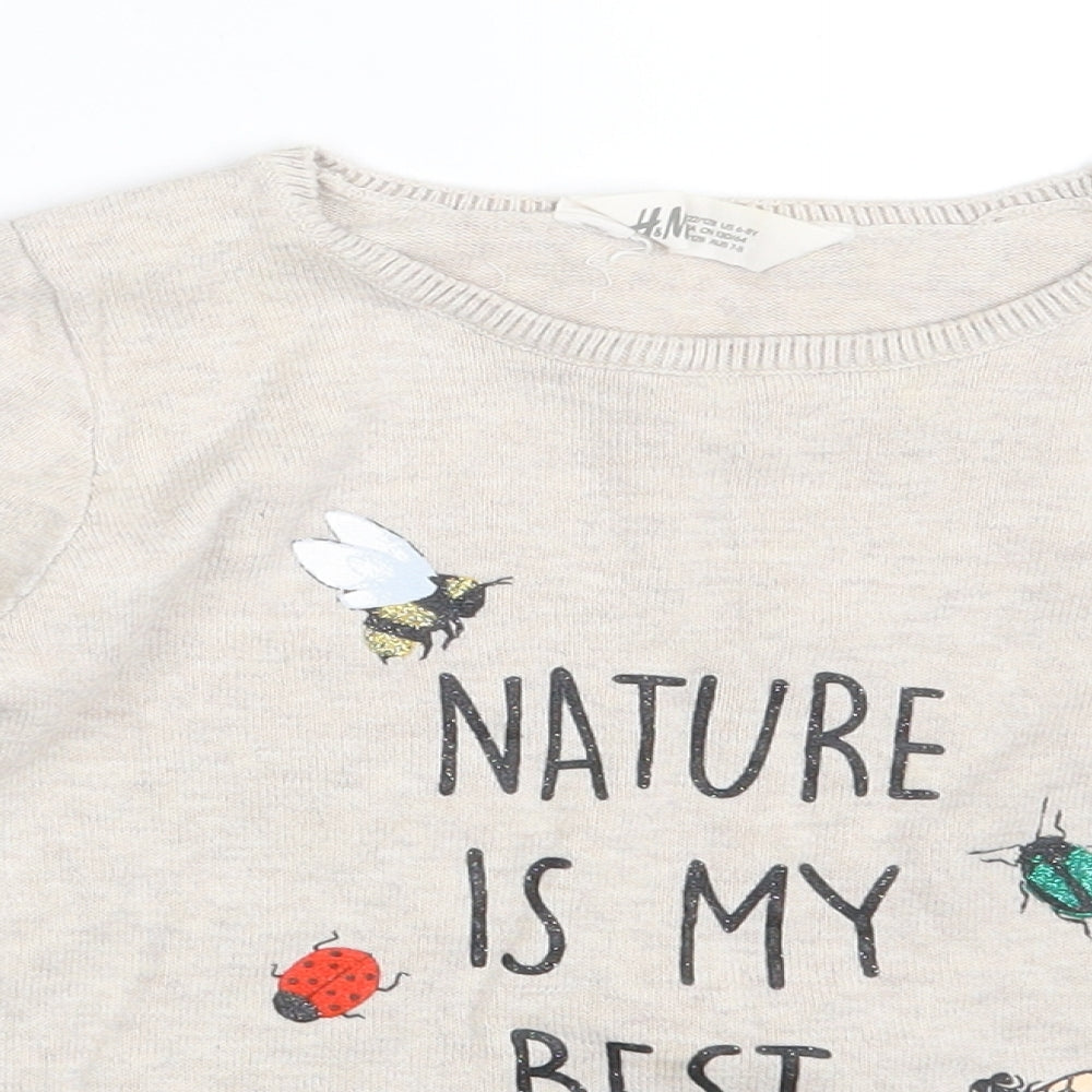 H&M Girls Beige   Pullover Sweatshirt Size 6-7 Years