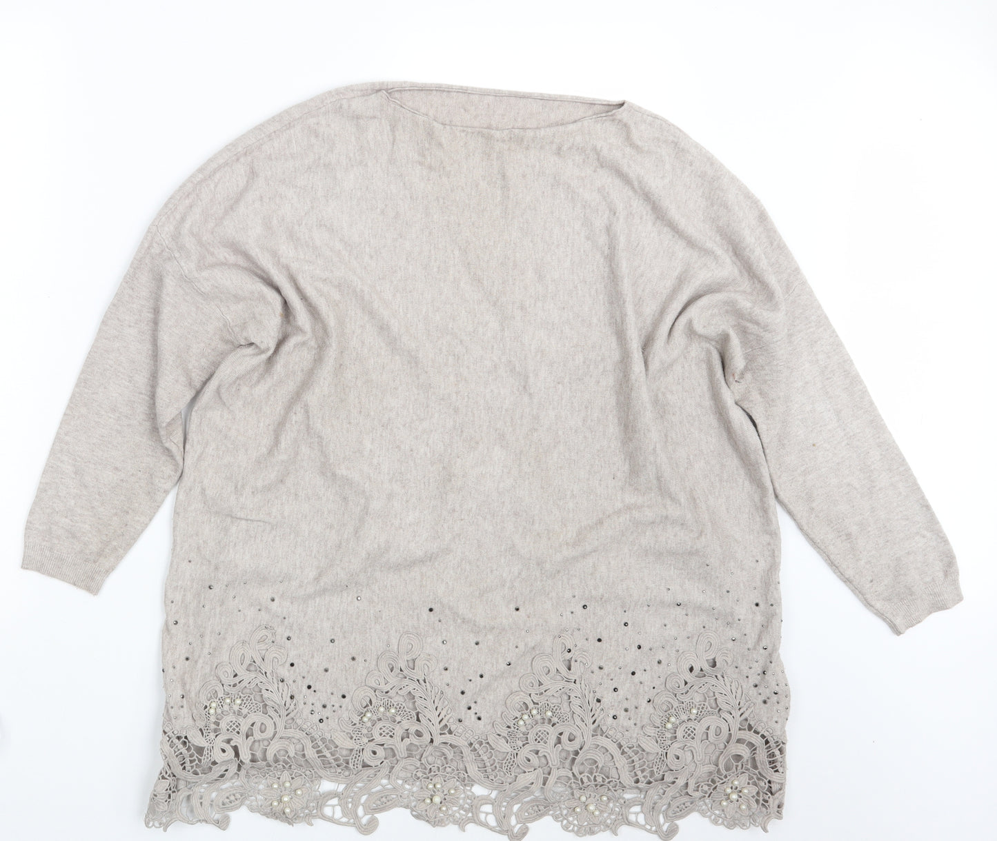 Preworn Womens Beige Floral  Pullover Sweatshirt One Size