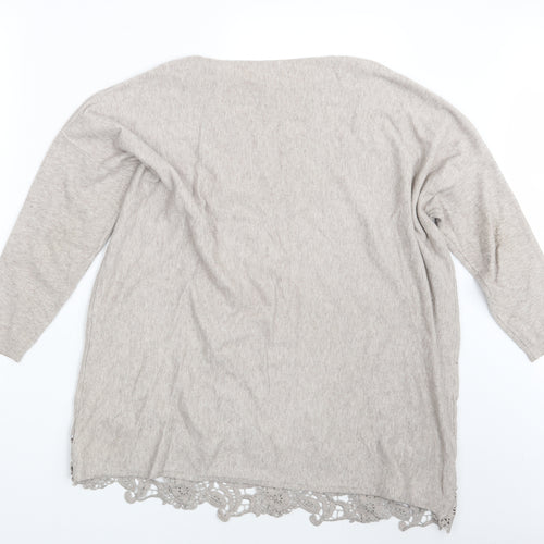 Preworn Womens Beige Floral  Pullover Sweatshirt One Size