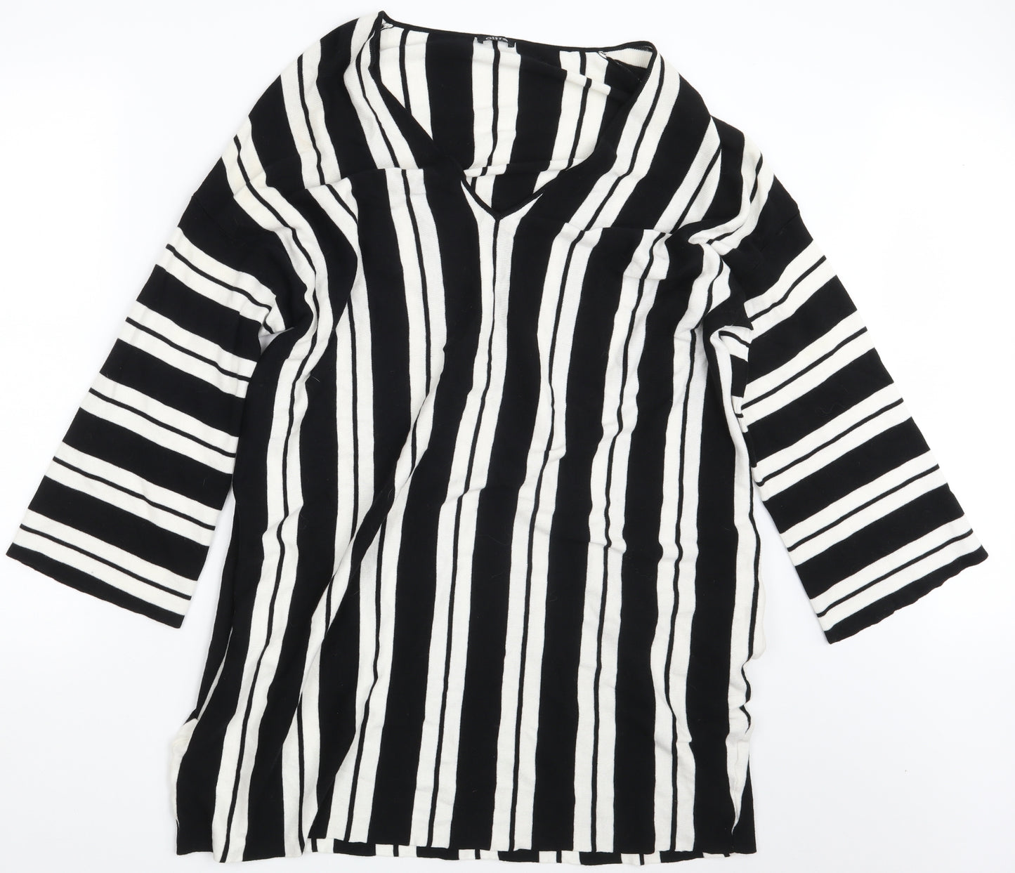 Oltre Womens White Striped  Pullover Sweatshirt Size XL