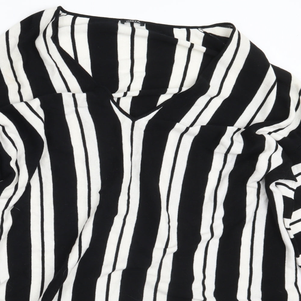 Oltre Womens White Striped  Pullover Sweatshirt Size XL