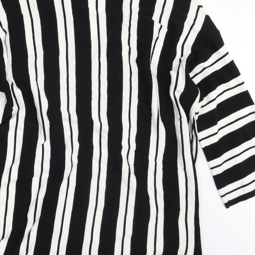 Oltre Womens White Striped  Pullover Sweatshirt Size XL