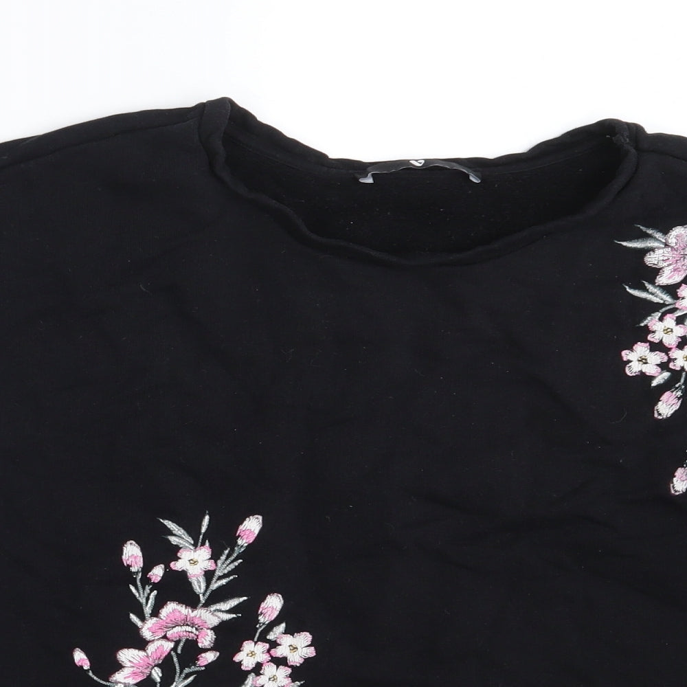 VERY  Womens Black Floral  Pullover Jumper Size 12