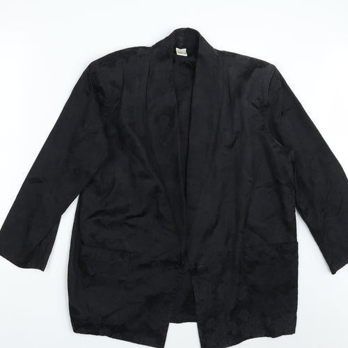 Etam Womens Black Floral  Jacket Blazer Size 14