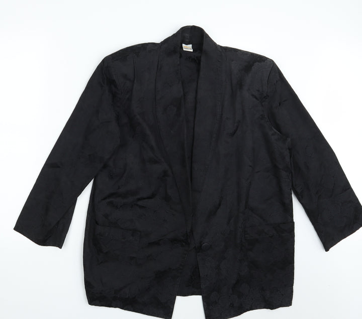 Etam Womens Black Floral Jacket Blazer Size 14