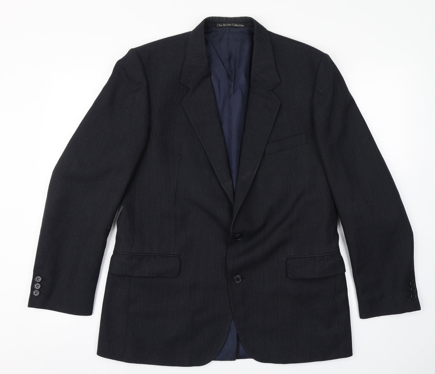 The Burton Collection Mens Blue Striped  Jacket Blazer Size 42