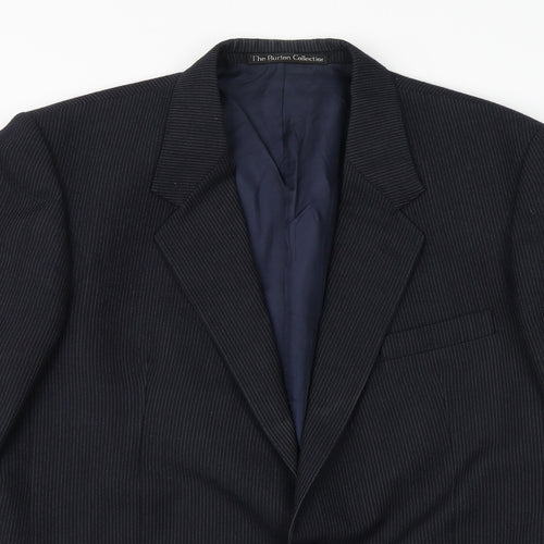The Burton Collection Mens Blue Striped  Jacket Blazer Size 42