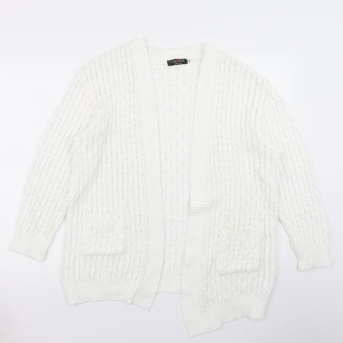 Choice Womens White  Knit Cardigan Jumper Size M