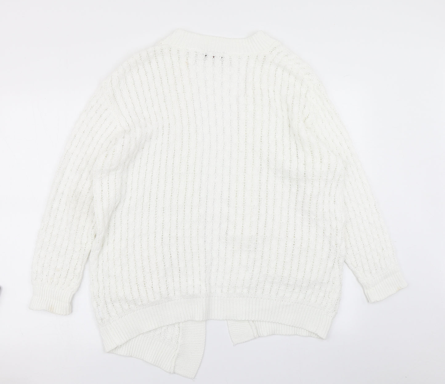 Choice Womens White  Knit Cardigan Jumper Size M