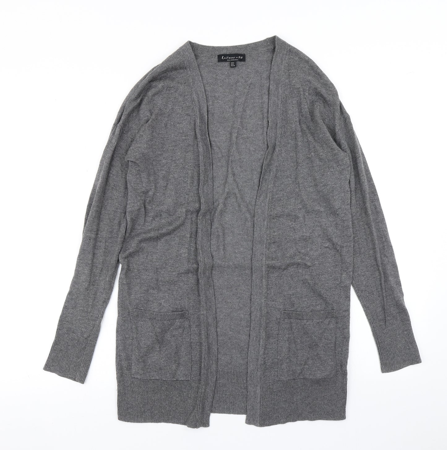 F&F Womens Grey  Knit Cardigan Jumper Size 6