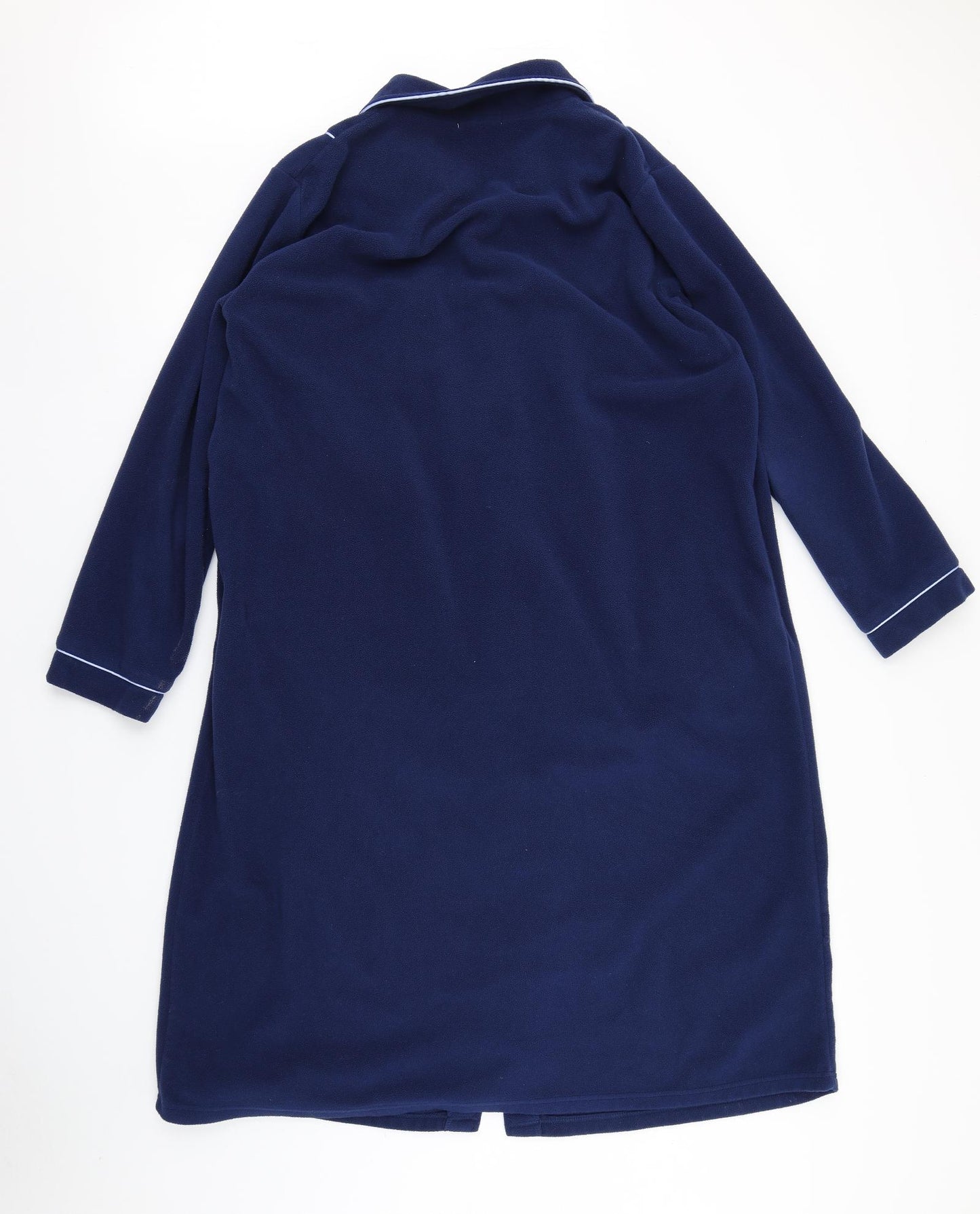 La Maruuise Womens Blue Solid Fleece Top Robe Size L