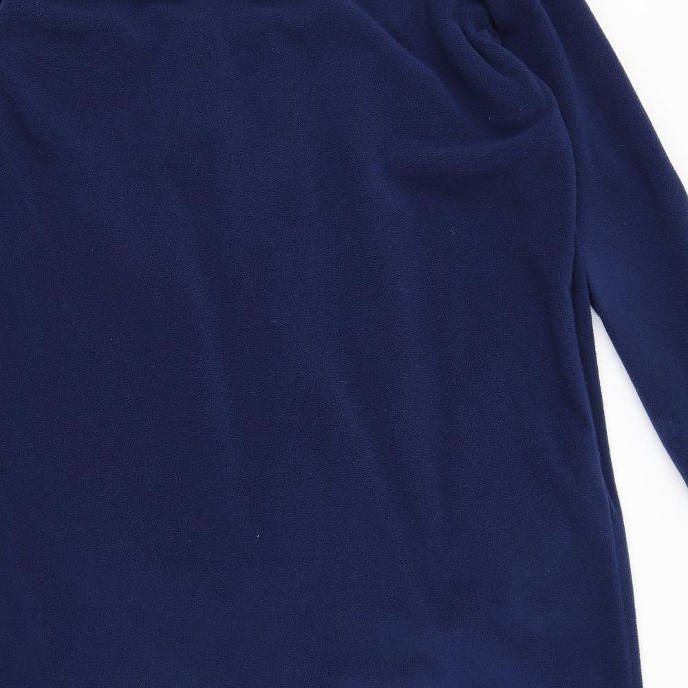 La Maruuise Womens Blue Solid Fleece Top Robe Size L
