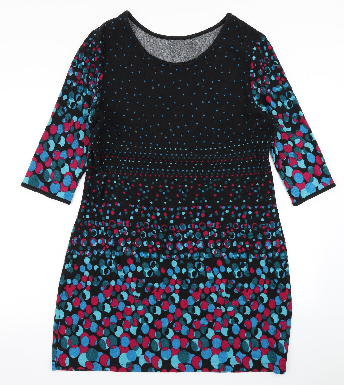 Preworn Womens Black Polka Dot Knit Fit & Flare  Size L