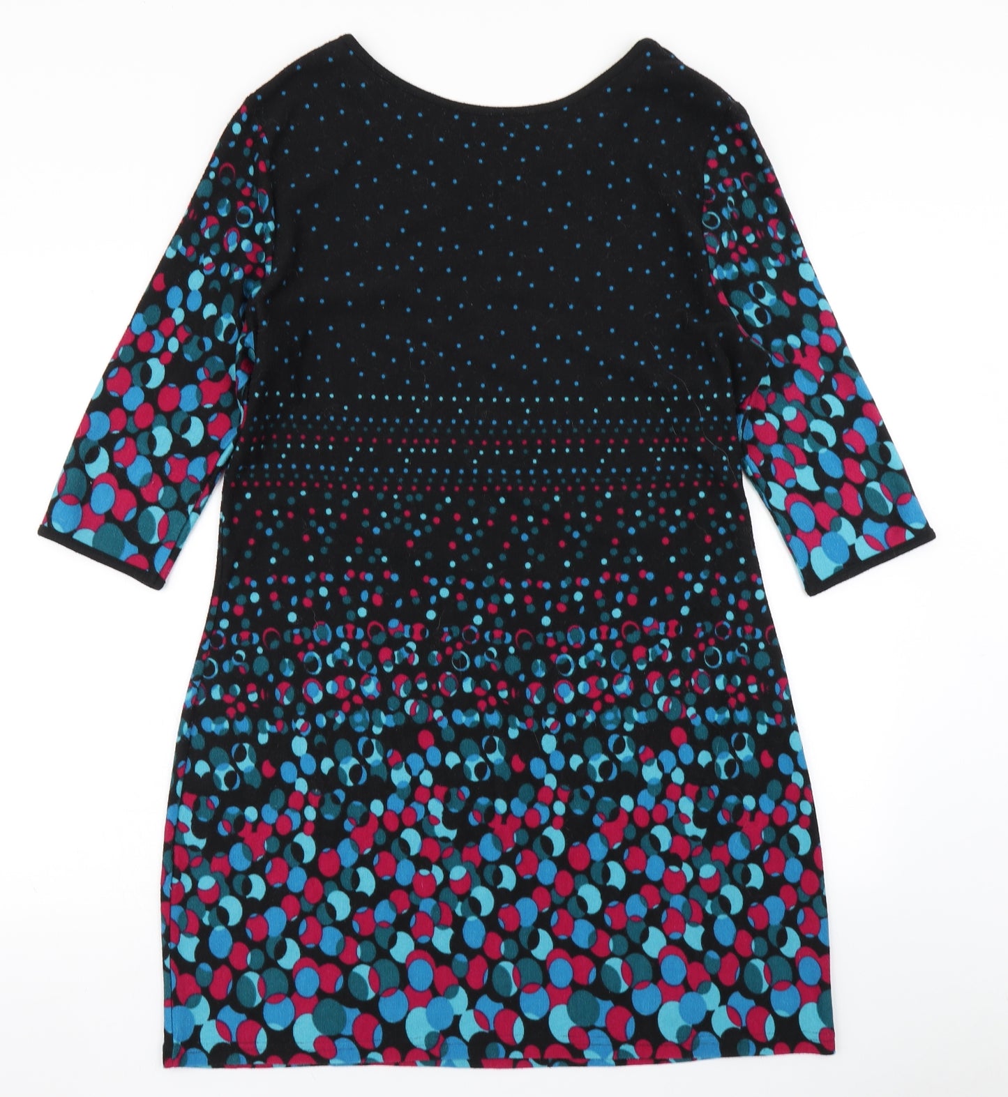 Preworn Womens Black Polka Dot Knit Fit & Flare  Size L